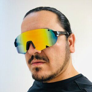 Men Sunglasses Sport Running Fishing Style Oversized Wrap Around‎ Shield Golfing